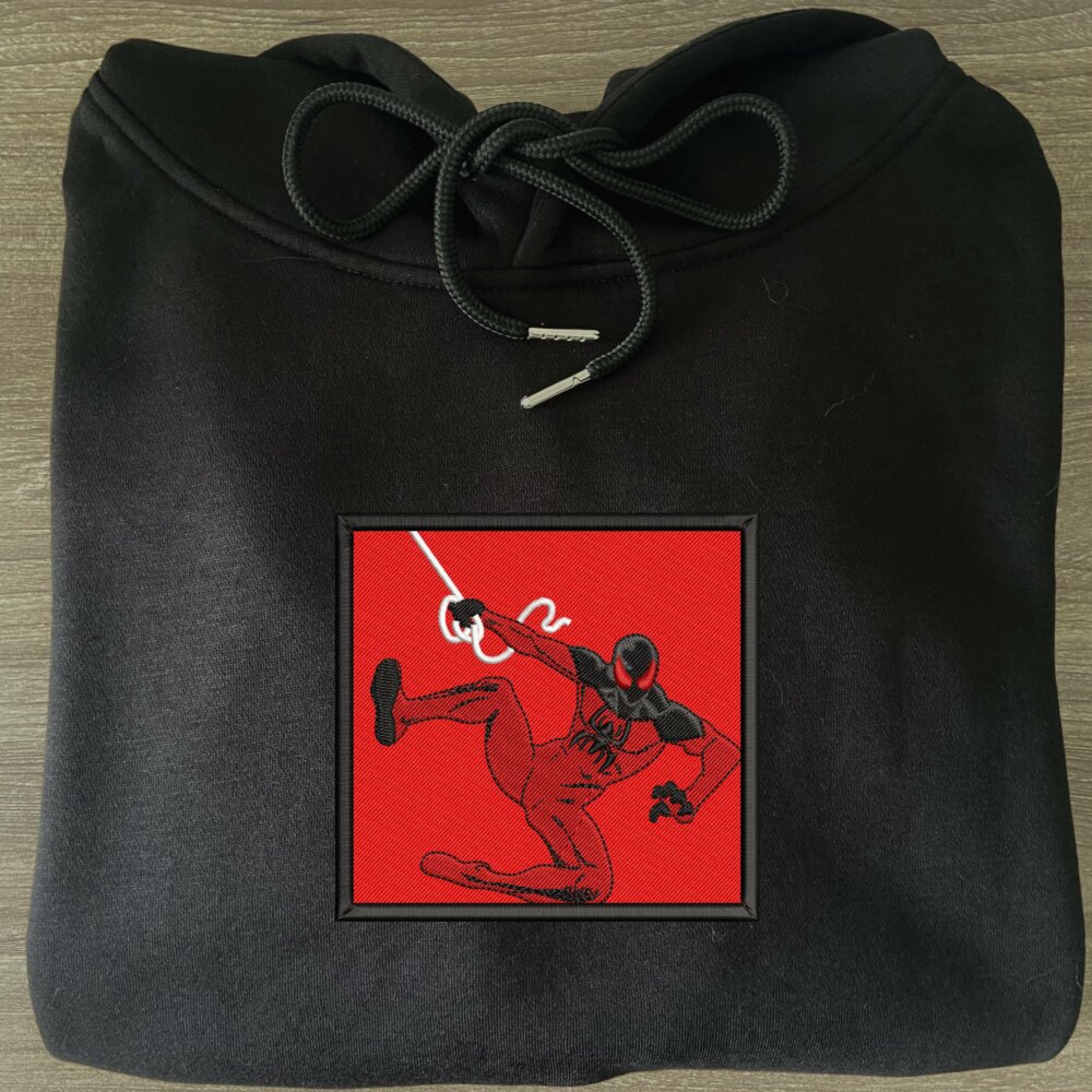 Kaine spiderman Art Embroidered Hoodie Black (3)