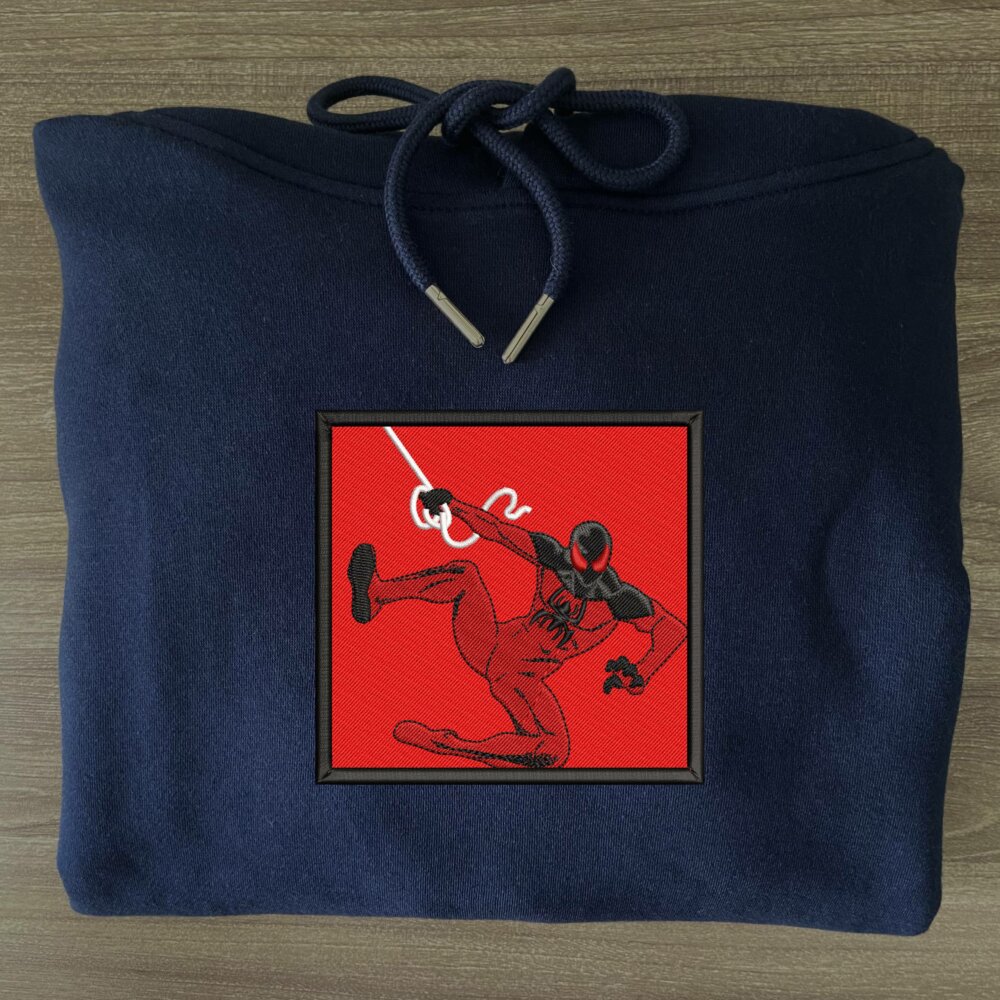 Kaine spiderman Art Embroidered Hoodie Navy (2)