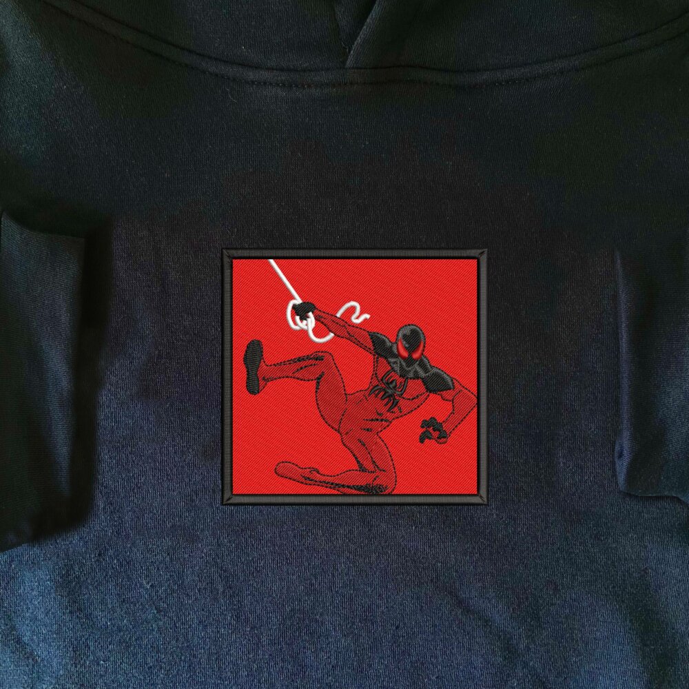 Kaine spiderman Art Embroidered Hoodie Navy (3)