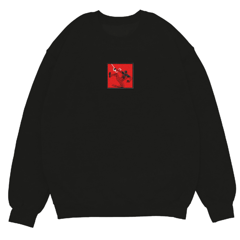 Kaine spiderman Art Embroidered Sweatshirt Black