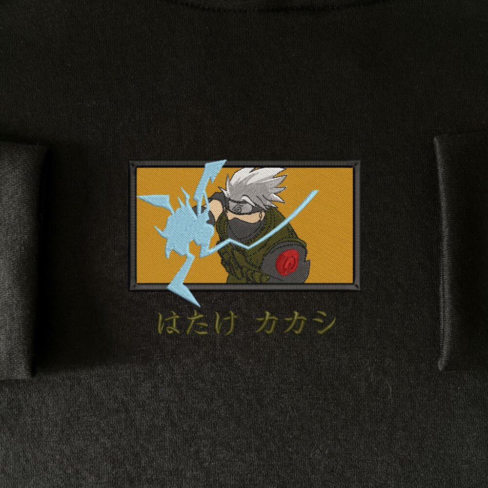 Kakashi Art Embroidered Hoodie Black (1) Main Thumbnails Sweatshirt