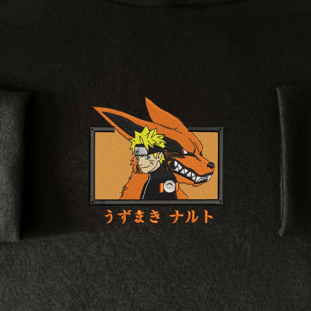 Kurama naruto Art Embroidered Hoodie Black (1) Main Thumbnails Sweatshirt