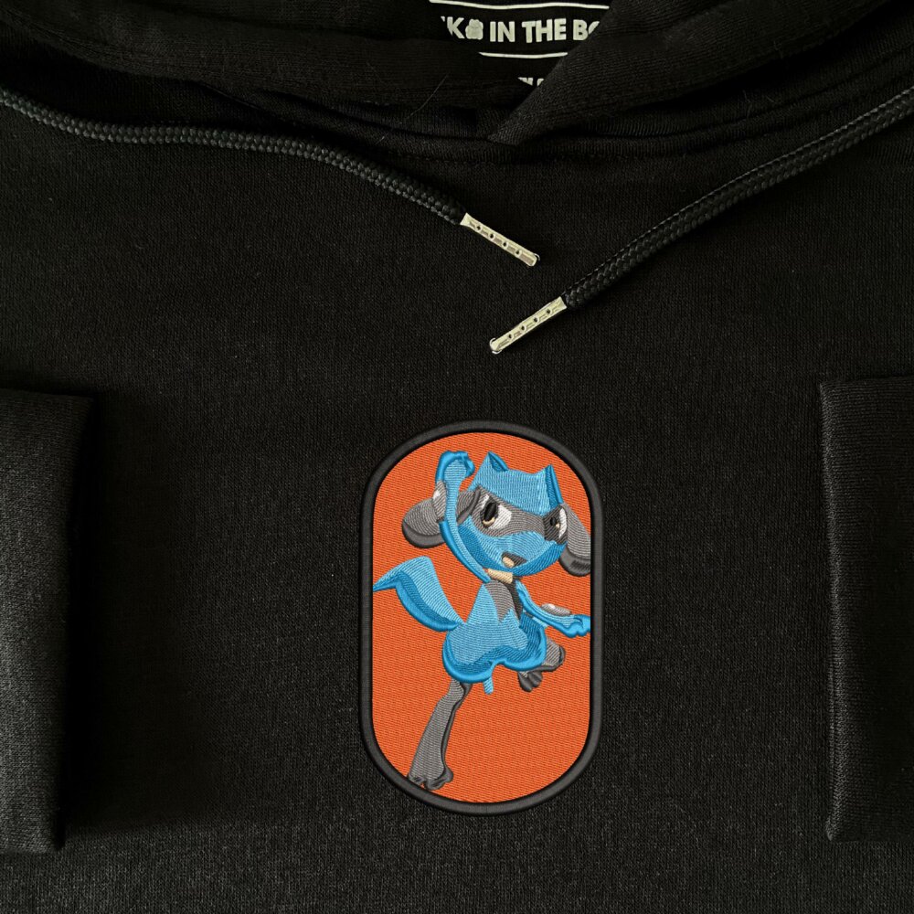 Lucario Art Embroidered Hoodie Black (4)