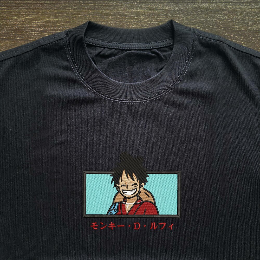 Luffy Art Embroidere Black T shirt (2) Thumbnails T shirt Gallery