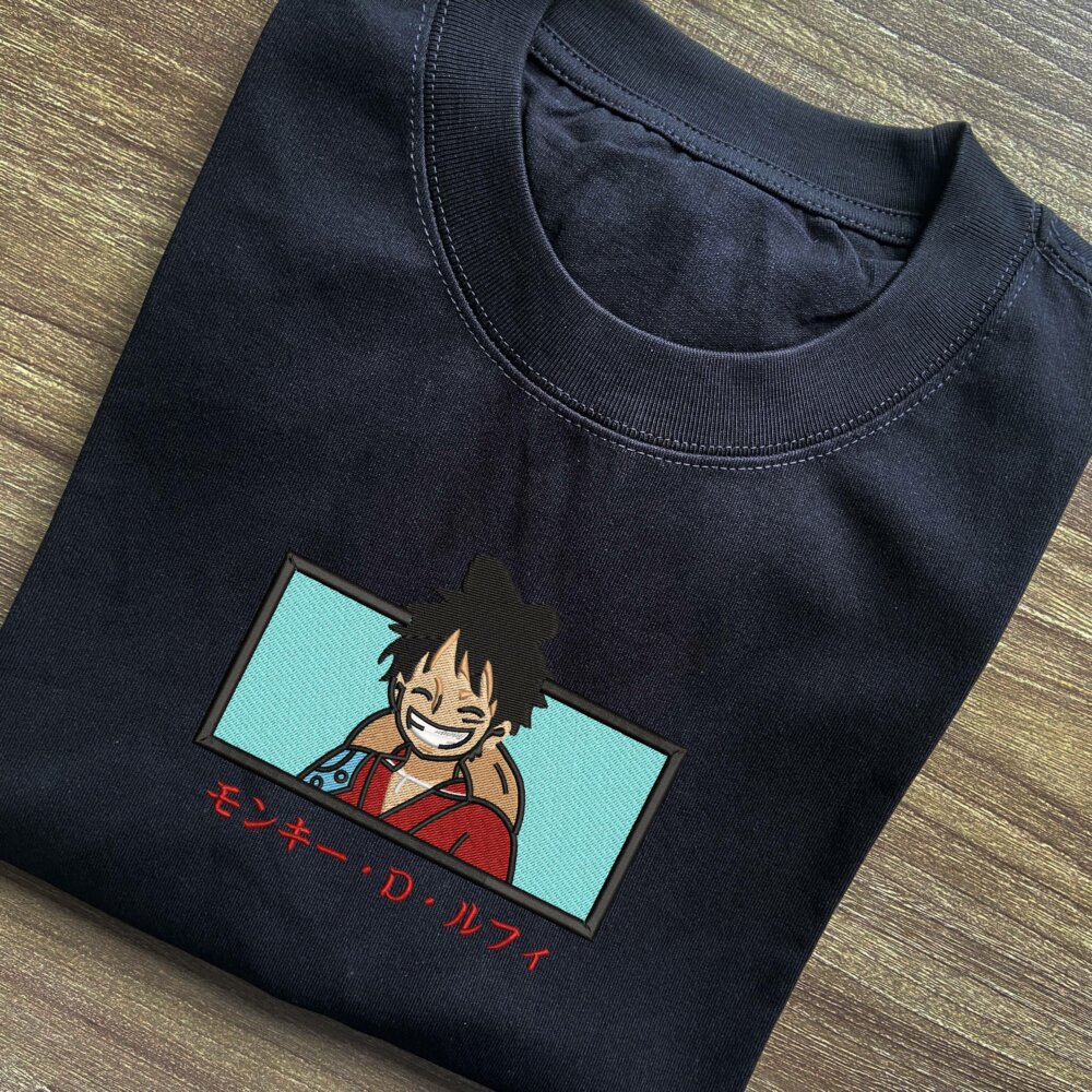 Luffy Art Embroidere Black T shirt (3) Thumbnails T shirt Gallery 2