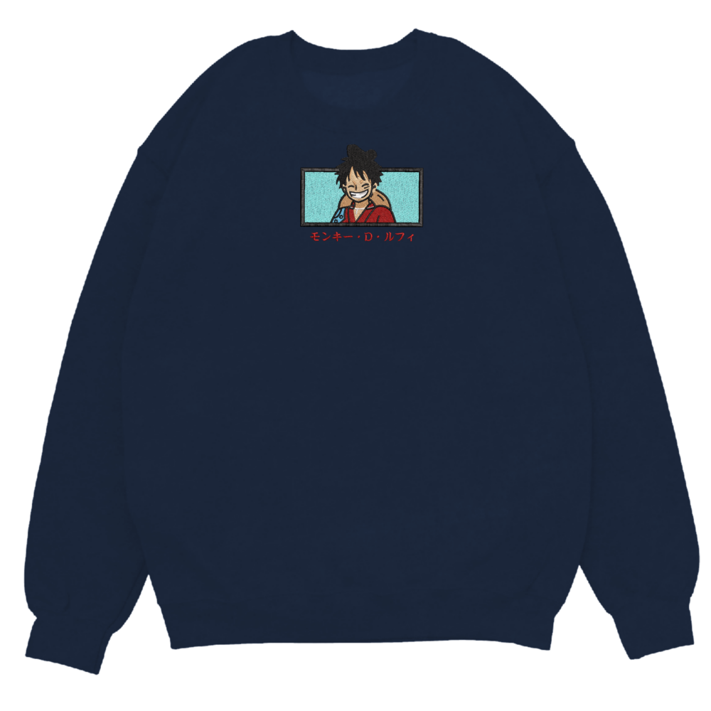 Luffy Art Embroidere Sweatshirt Navy