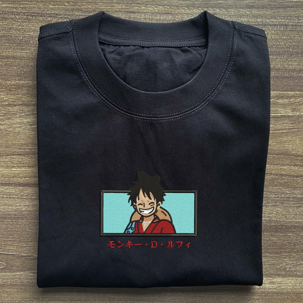 Luffy Art Embroidered Black T shirt (1) Main Thumbnails T shirt