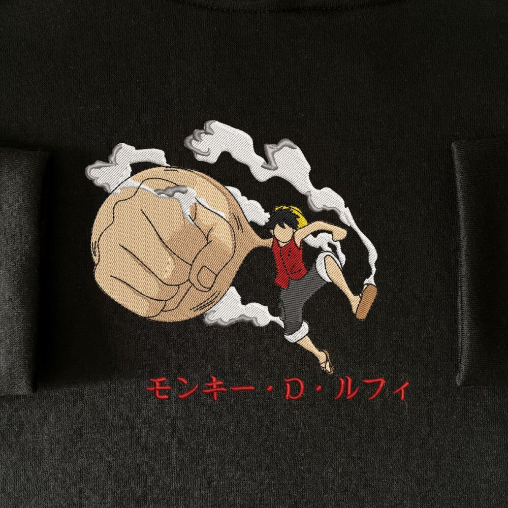 Luffy Big Hand Art Embroidered Hoodie Black (1) Main Thumbnails Sweatshirt