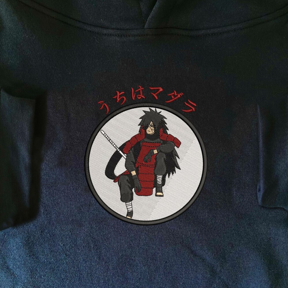 Madara Art Embroidered Hoodie Navy (1)