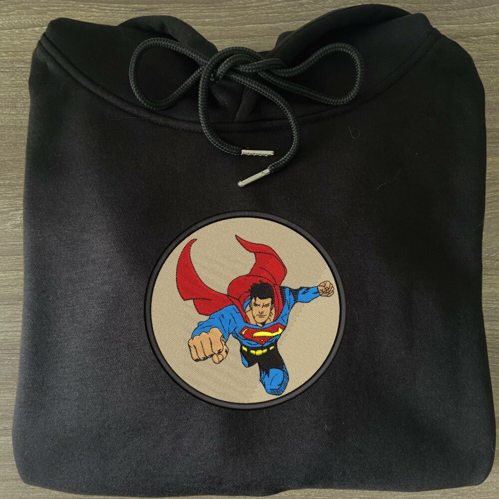 Man of Steel Art Embroidered Hoodie Black (2)