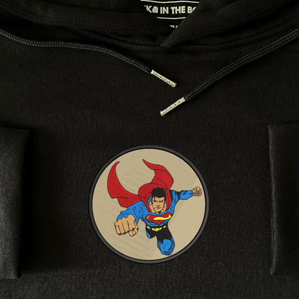 Man of Steel Art Embroidered Hoodie Black (3)