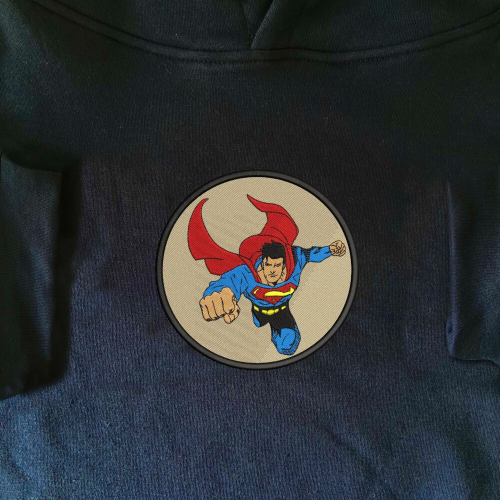 Man of Steel Art Embroidered Hoodie Navy (1)