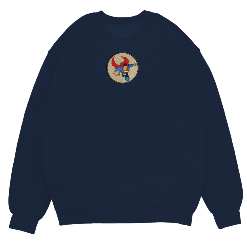 Man of Steel Art Embroidered Sweatshirt Navy