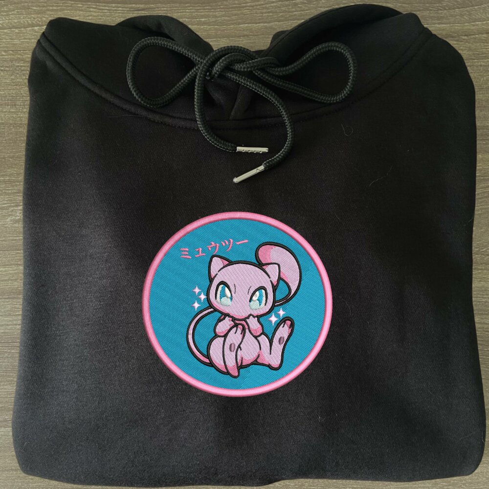 Mewtwo Blink Art Embroidered Hoodie Black (3)