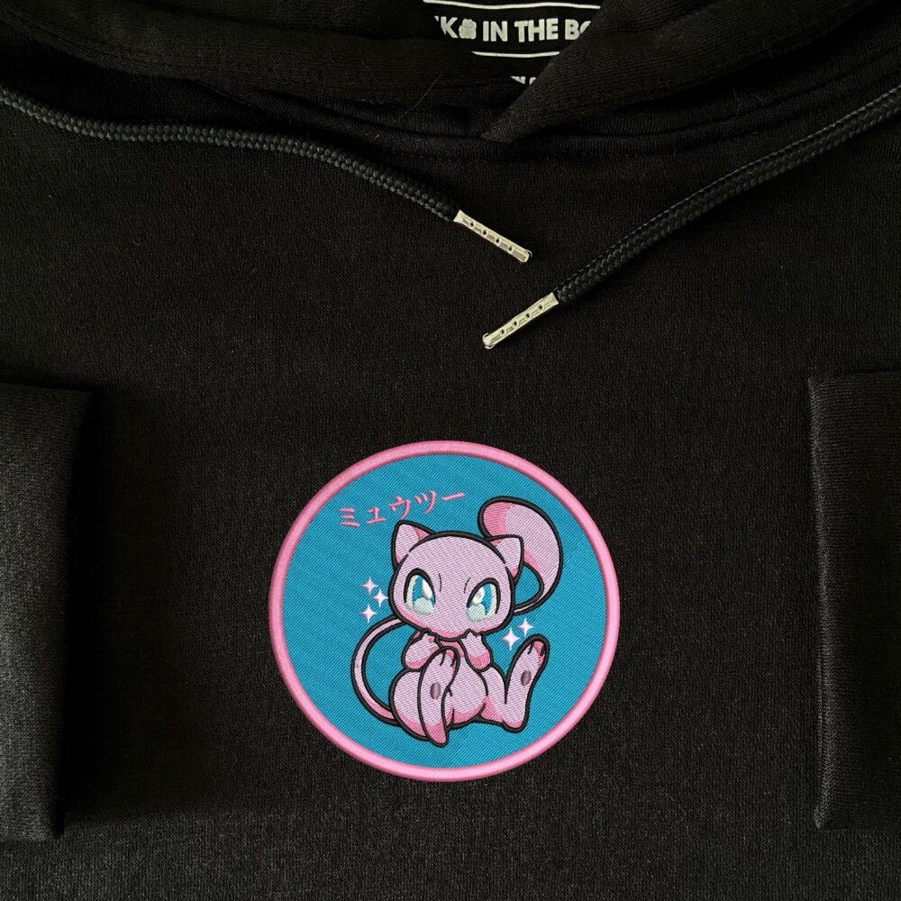 Mewtwo Blink Art Embroidered Hoodie Black (4)