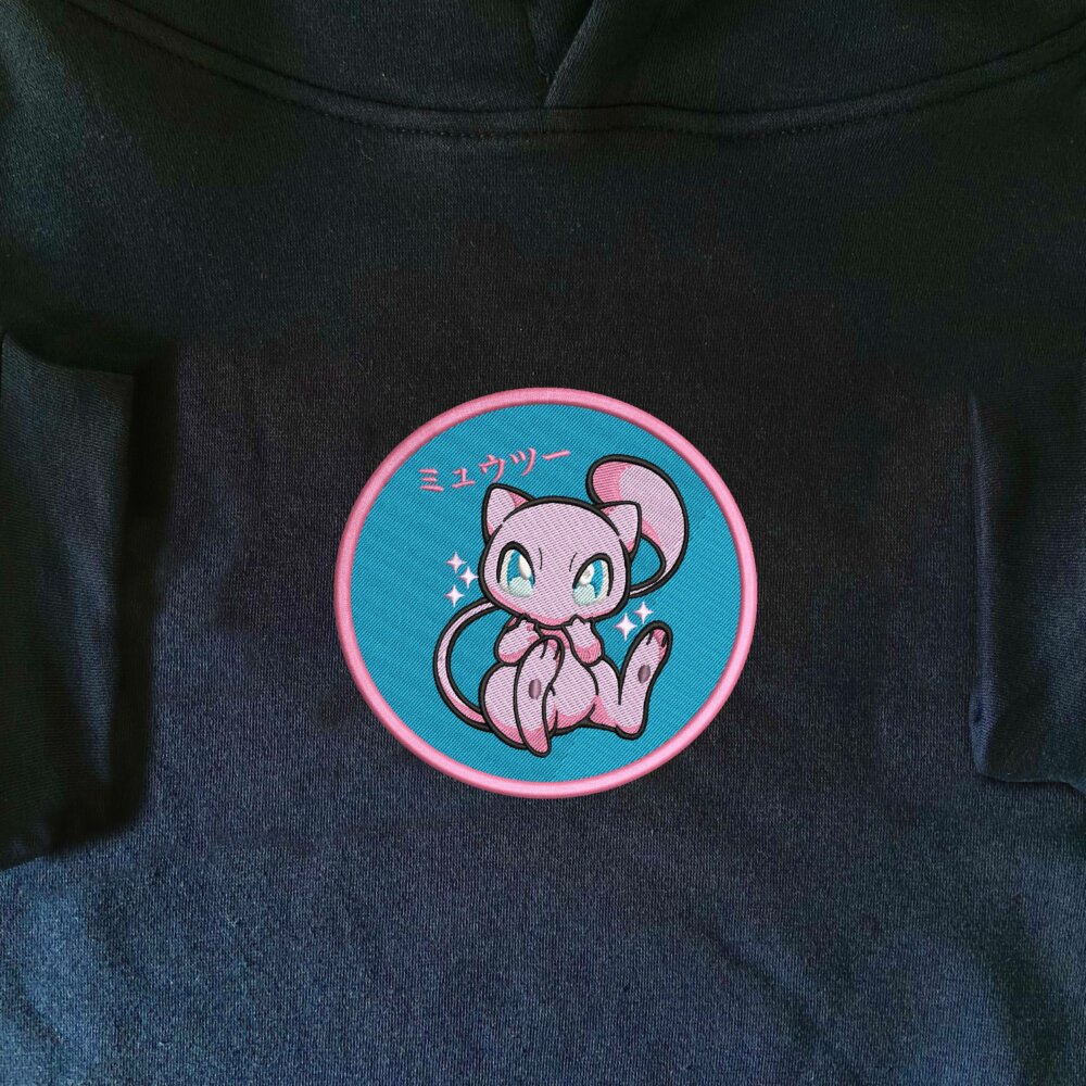 Mewtwo Blink Art Embroidered Hoodie Navy (1)