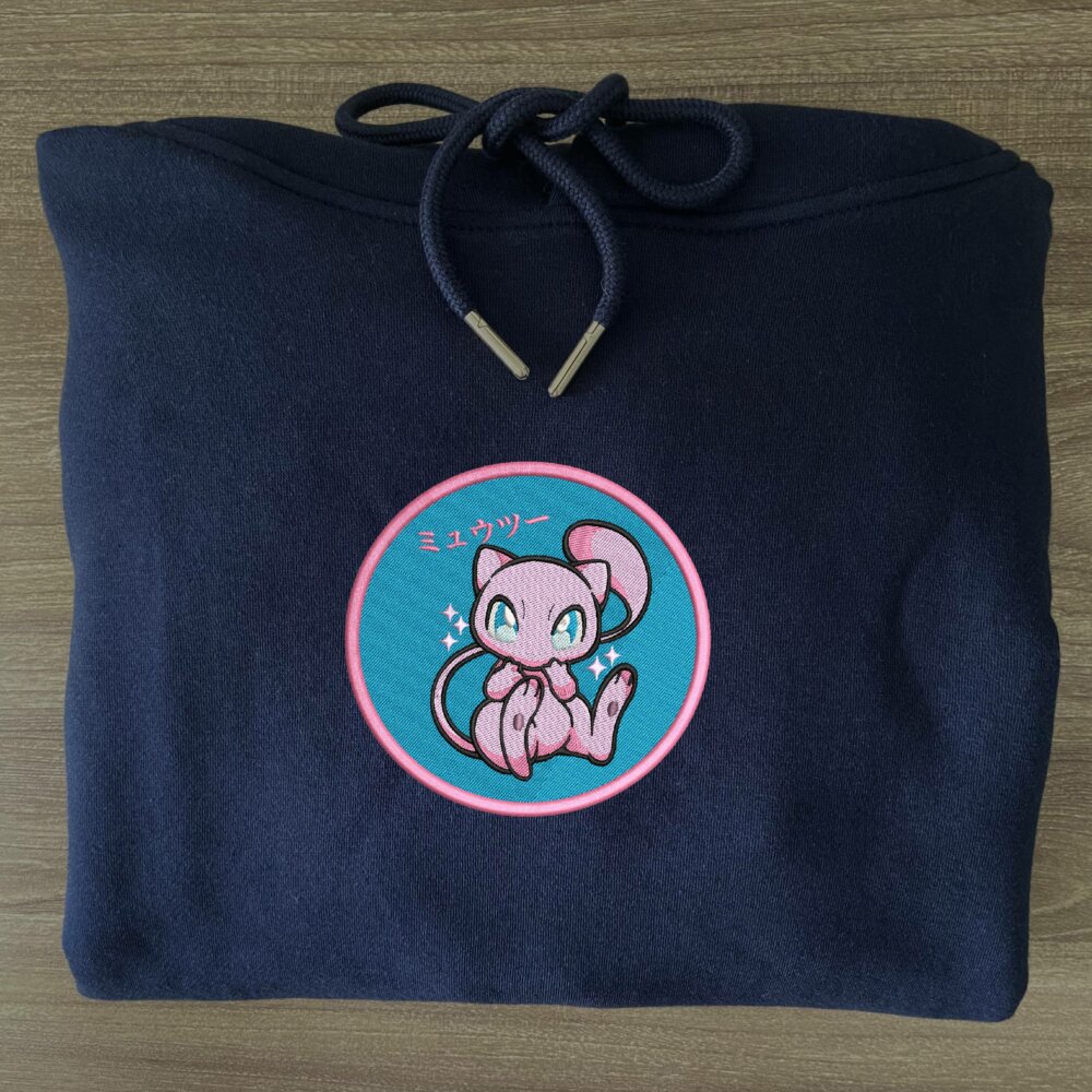 Mewtwo Blink Art Embroidered Hoodie Navy (3)