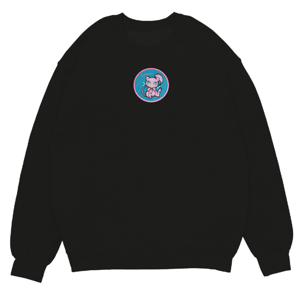 Mewtwo Blink Art Embroidered Sweatshirt Black