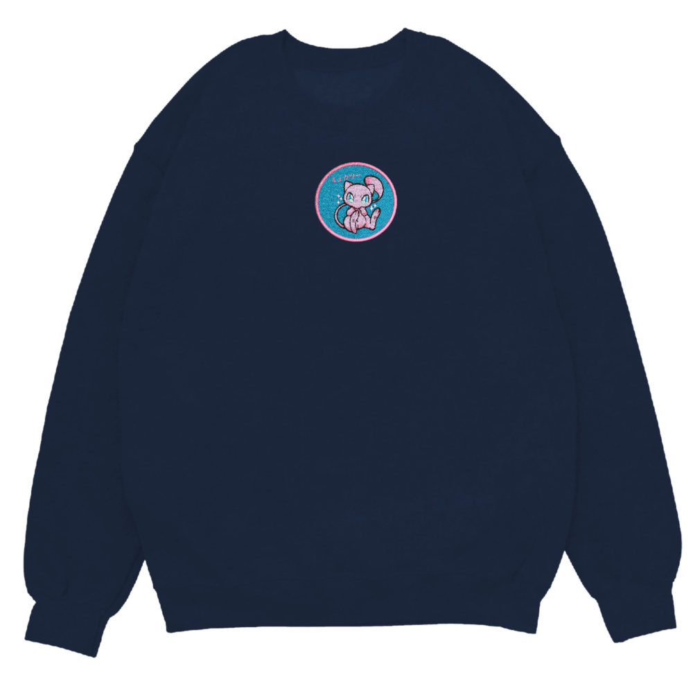 Mewtwo Blink Art Embroidered Sweatshirt Navy