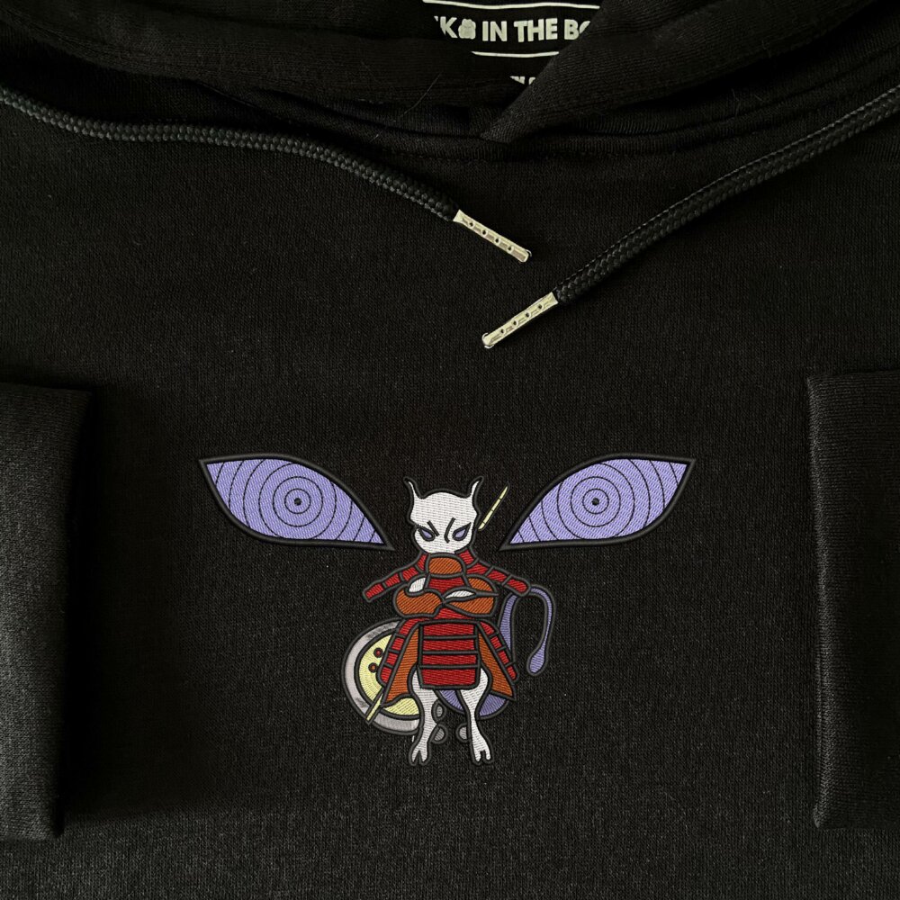 Mewtwo Madara Art Embroidered Hoodie Black (3)