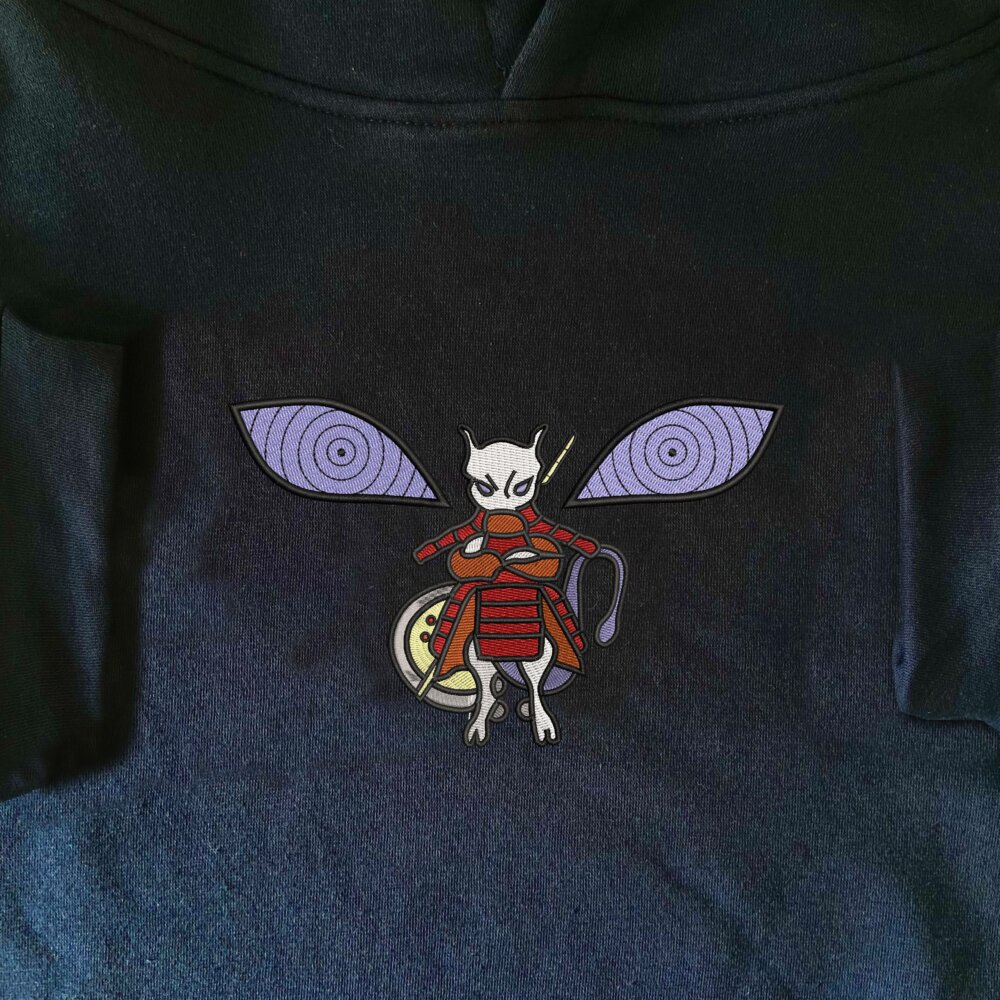 Mewtwo Madara Art Embroidered Hoodie Navy (1)