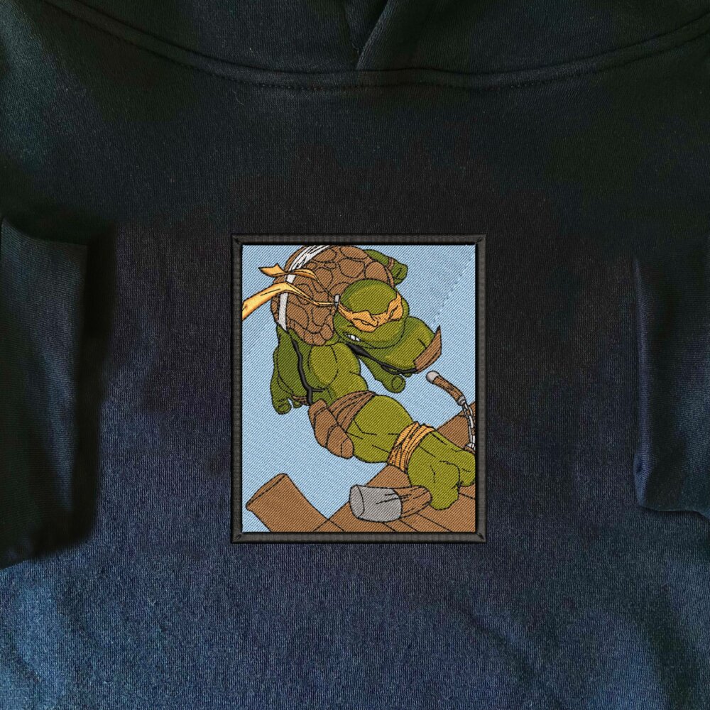 Michelangelo Ninja Turtles Art Embroidered Hoodie Navy (1)