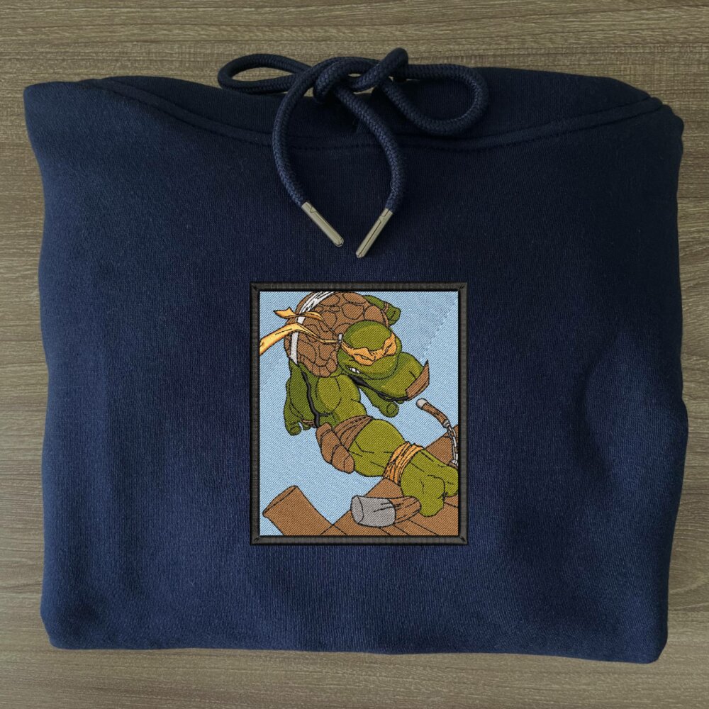 Michelangelo Ninja Turtles Art Embroidered Hoodie Navy (3)