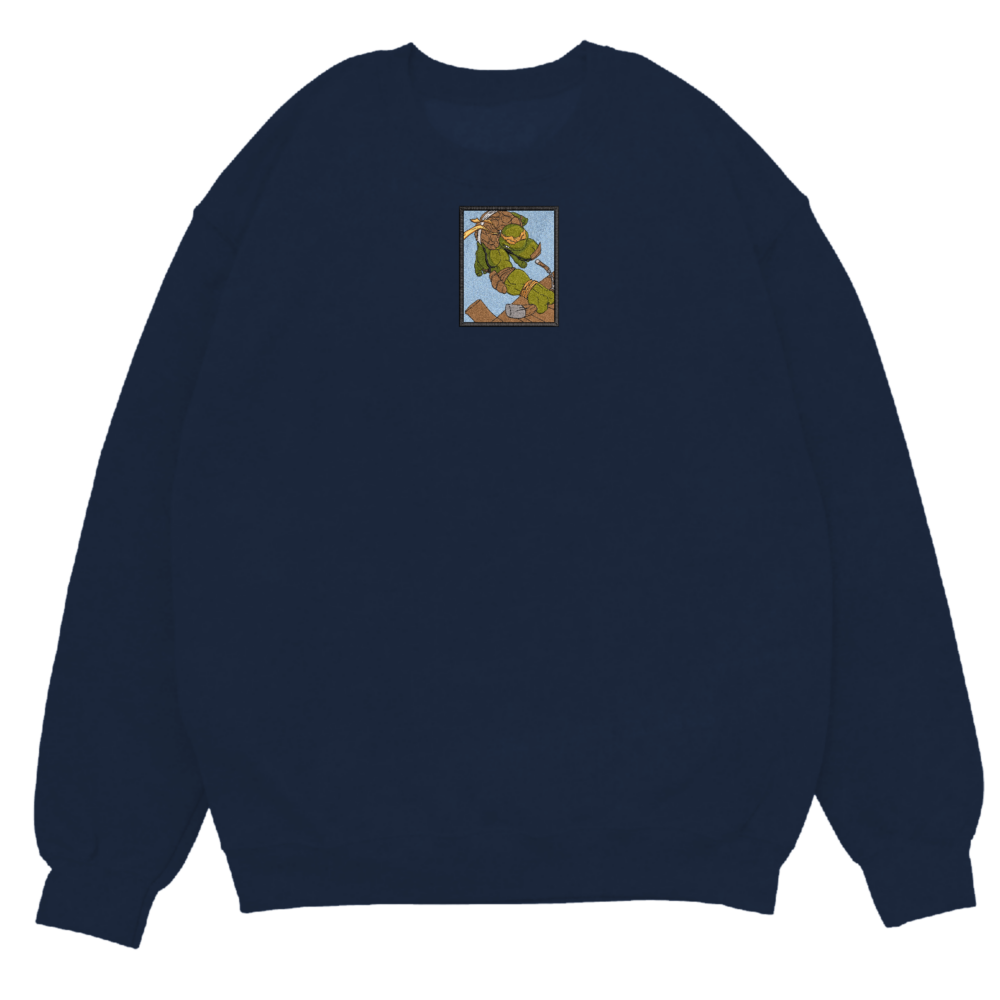 Michelangelo Ninja Turtles Art Embroidered Sweatshirt Navy