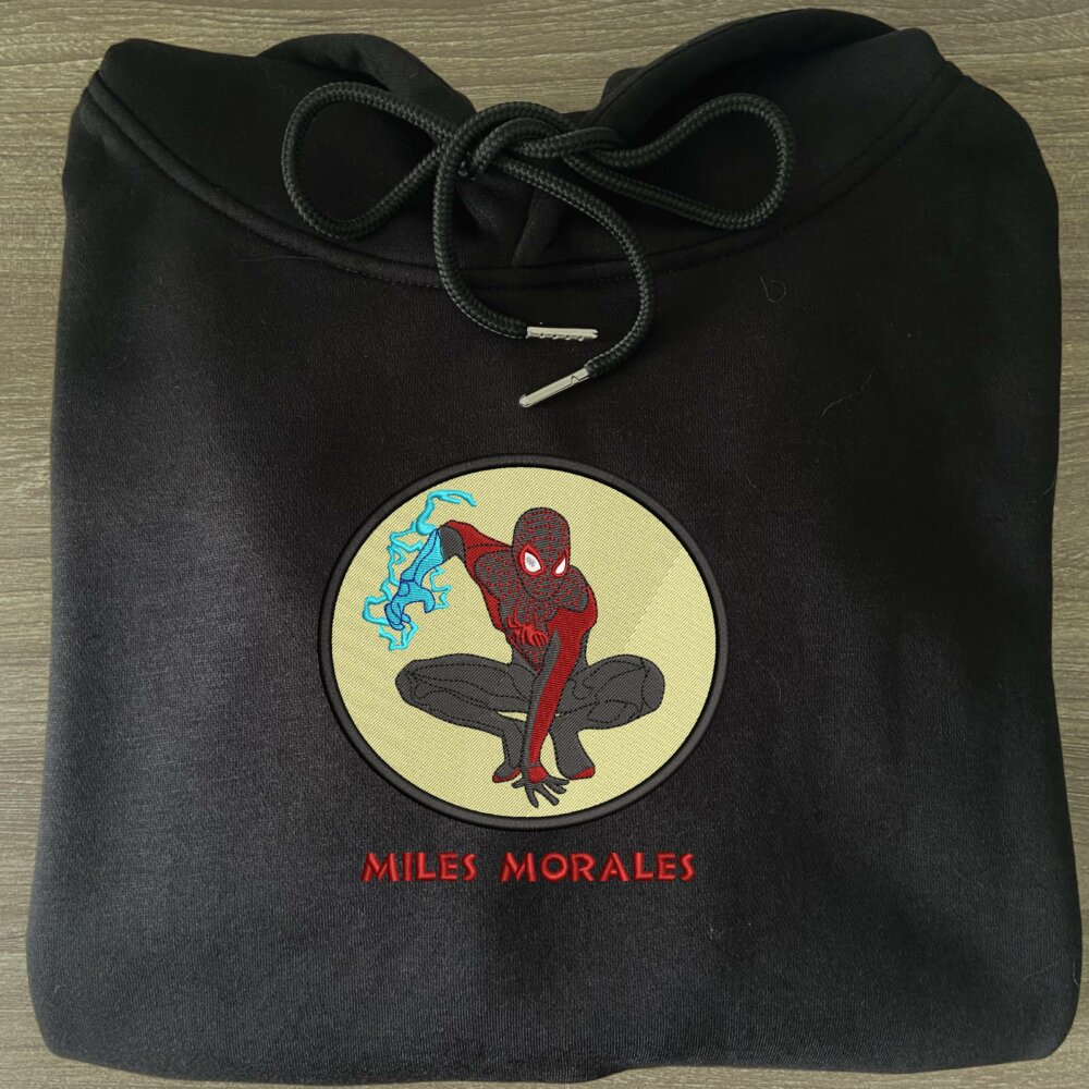 Miles Morales Spider art Embroidere Hoodie Black (2)