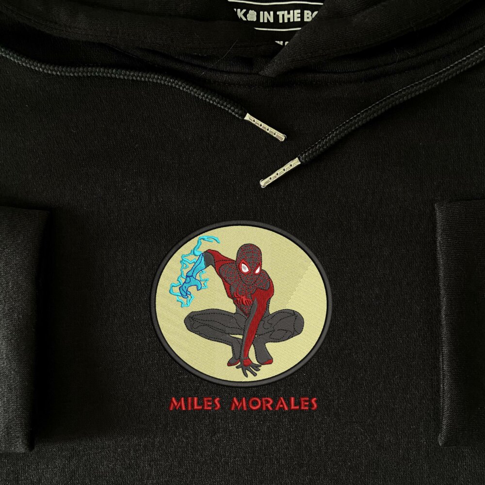 Miles Morales Spider art Embroidere Hoodie Black (3)