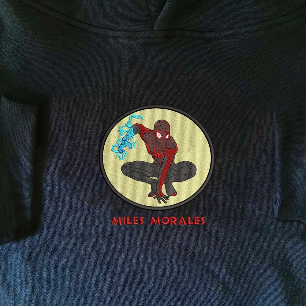 Miles Morales Spider art Embroidere Hoodie Navy (1)