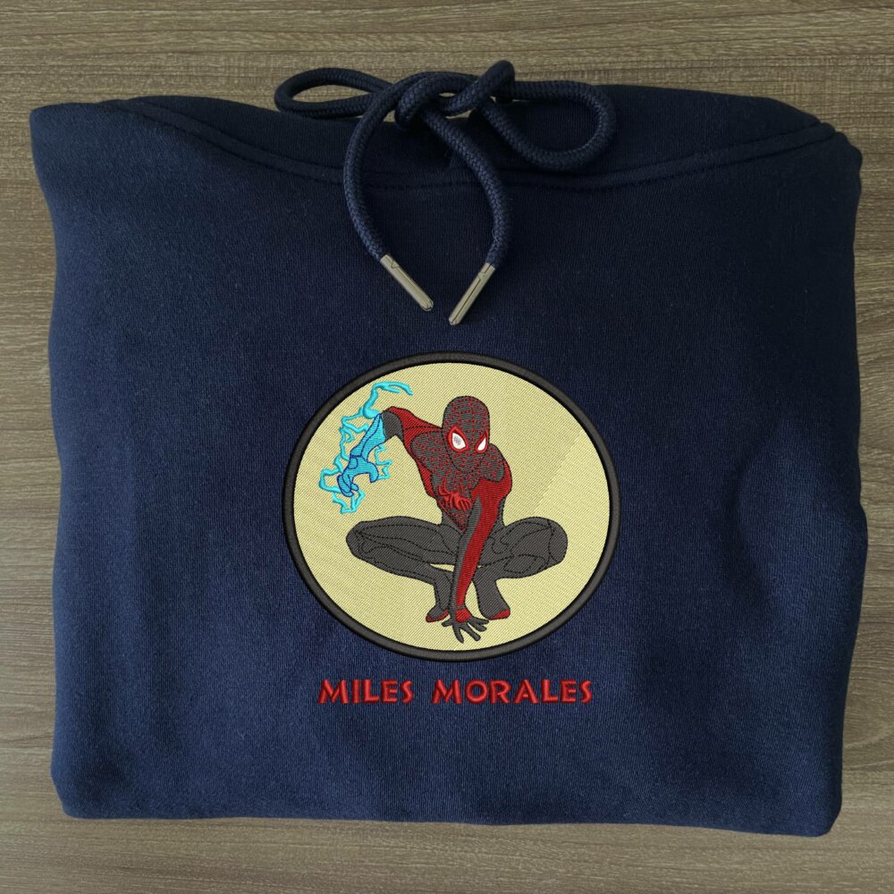 Miles Morales Spider art Embroidere Hoodie Navy (3)