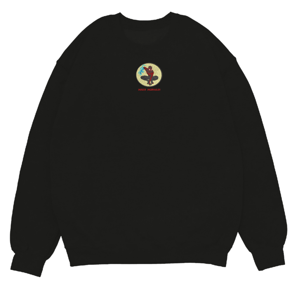 Miles Morales Spider art Embroidere Sweatshirt Black