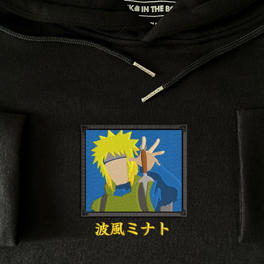 Minato Art Embroidered Hoodie Black (4)