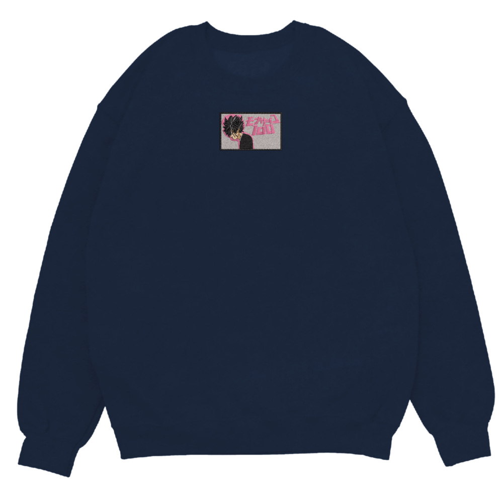 Mob spycho Art Embroidered Sweatshirt Sand Navy