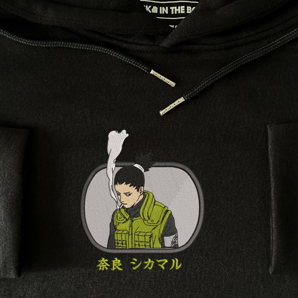 Nara Shikamaru Art Embroidered Hoodie Black (1)