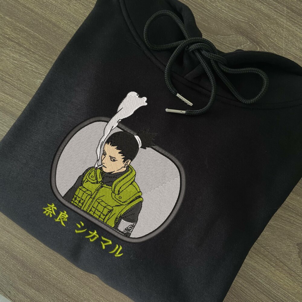 Nara Shikamaru Art Embroidered Hoodie Black (3)