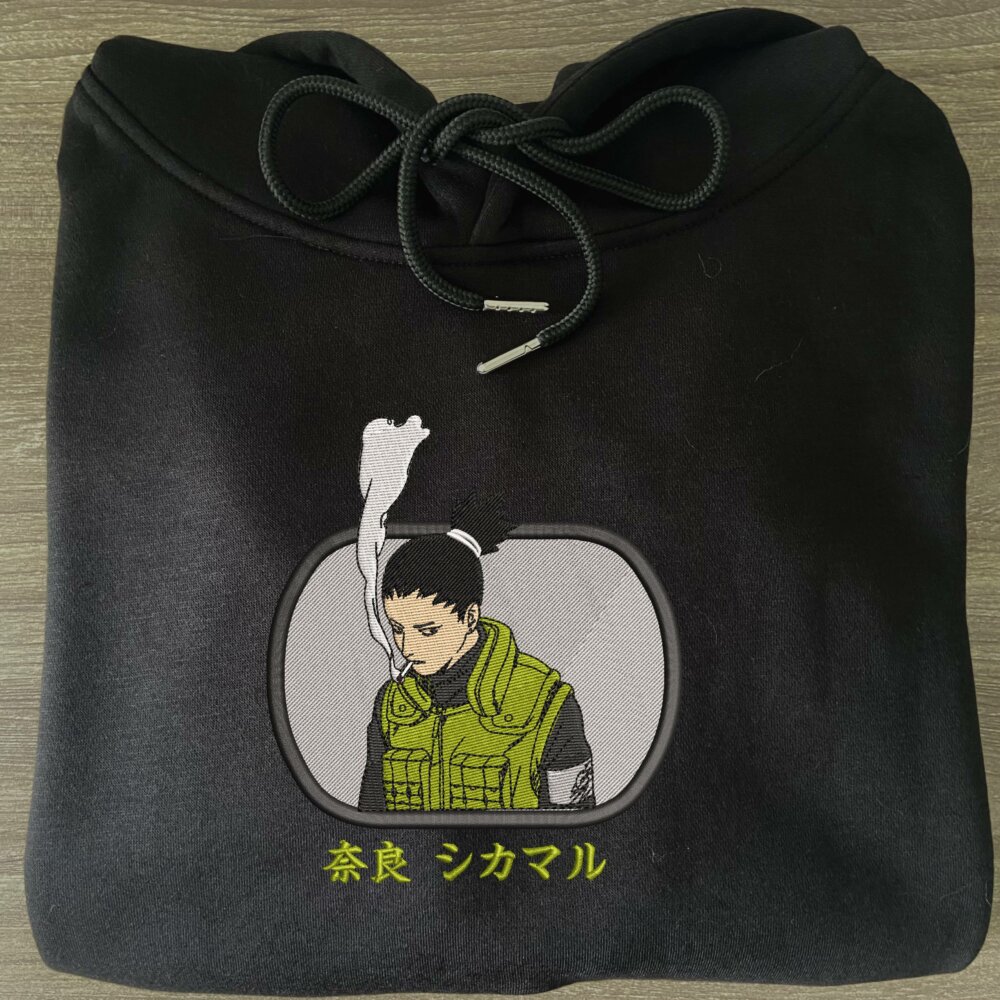 Nara Shikamaru Art Embroidered Hoodie Black (4)