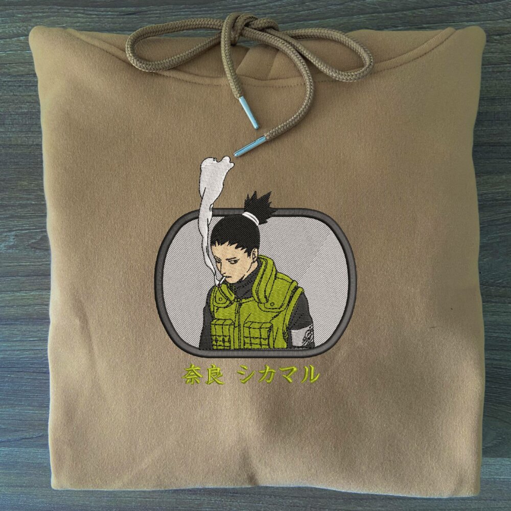 Nara Shikamaru Art Embroidered Hoodie Sand (3)