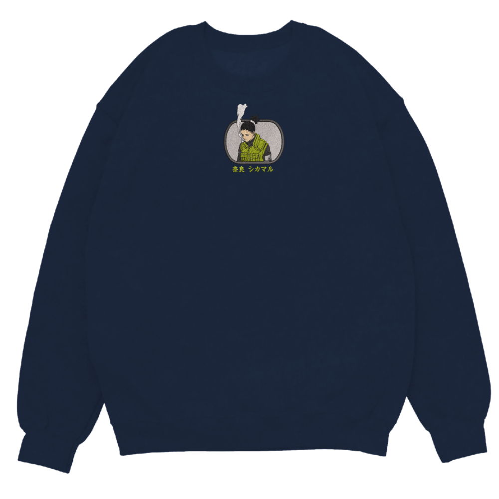 Nara Shikamaru Art Embroidered Sweatshirt Navy