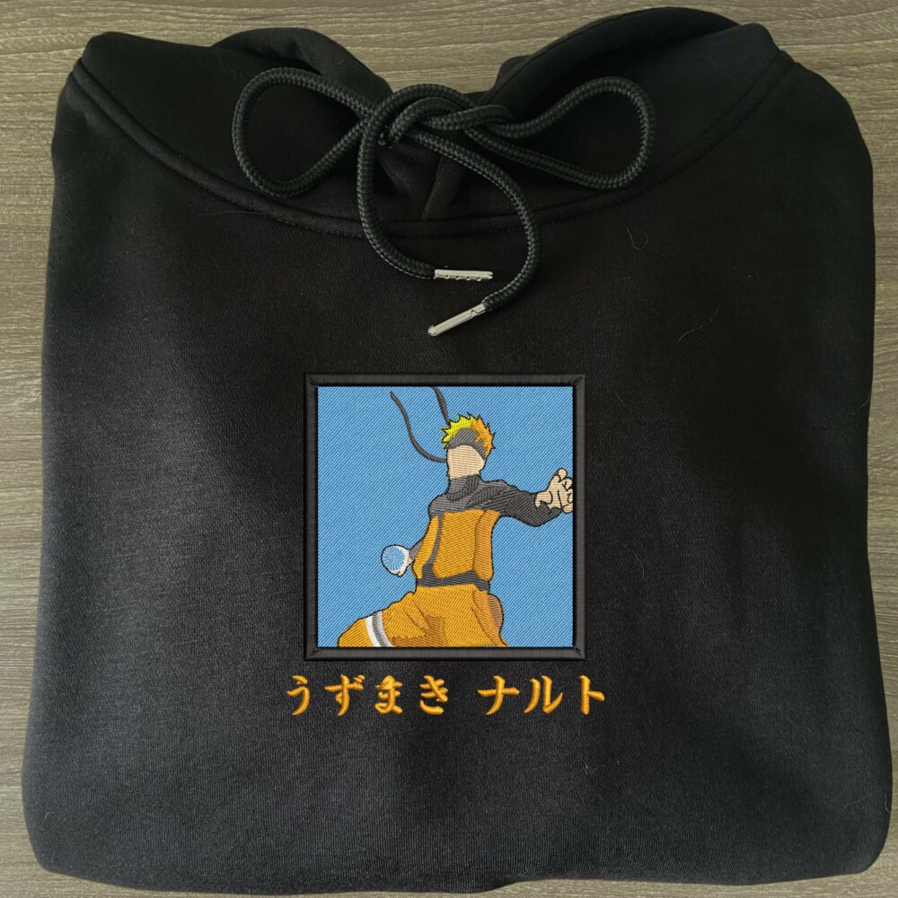 Naruto Rasengan Art Embroidered Hoodie Black (2)