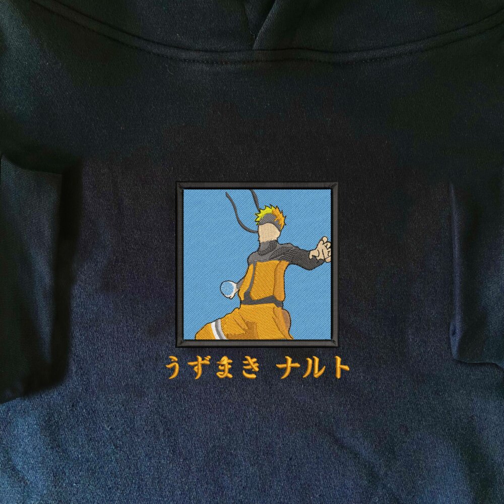 Naruto Rasengan Art Embroidered Hoodie Navy (1)