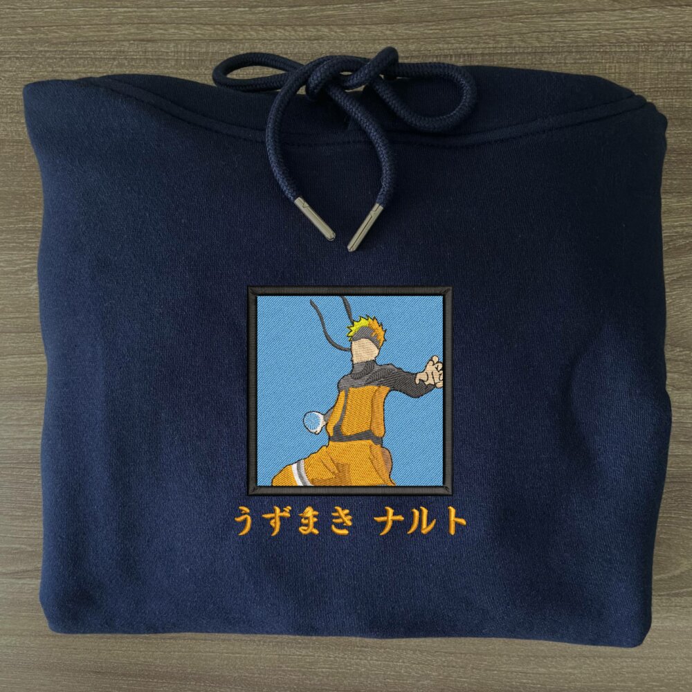 Naruto Rasengan Art Embroidered Hoodie Navy (3)