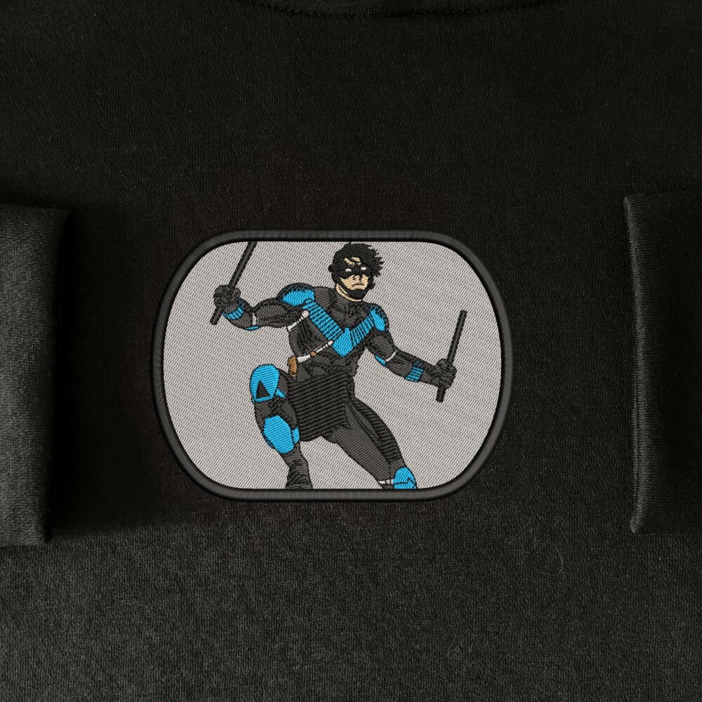 Nightwing Art Embroidered Hoodie Black (1) Main Thumbnails Sweatshirt