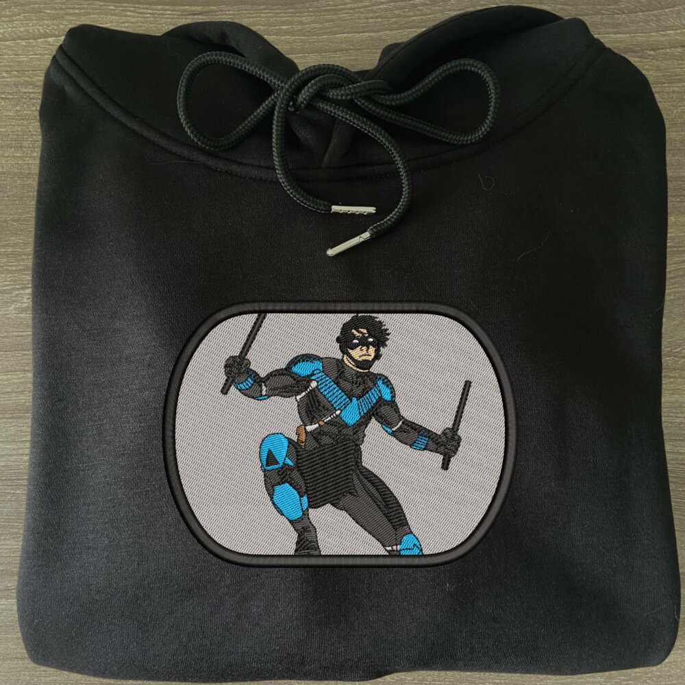 Nightwing Art Embroidered Hoodie Black (3)