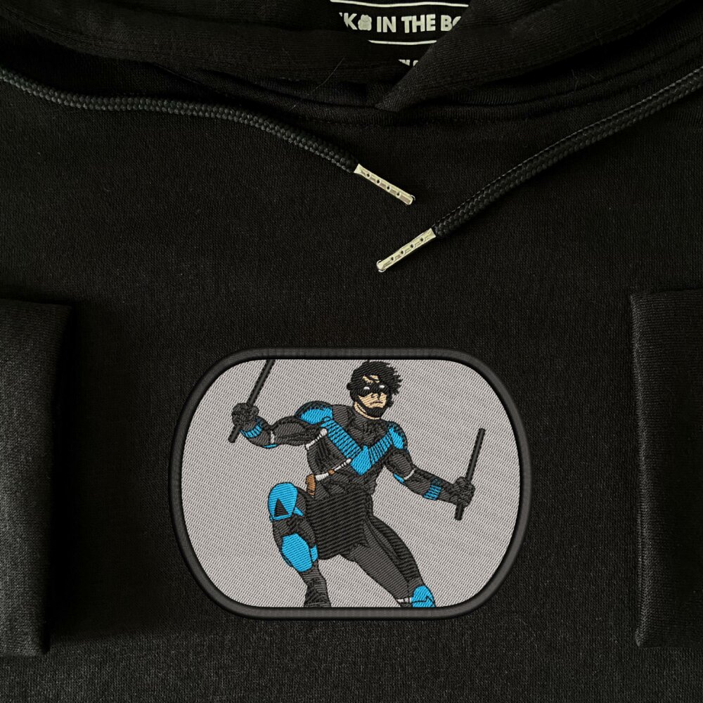 Nightwing Art Embroidered Hoodie Black (4)