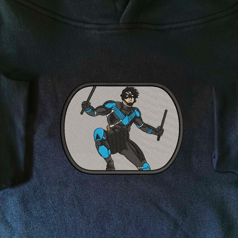 Nightwing Art Embroidered Hoodie Navy (1)