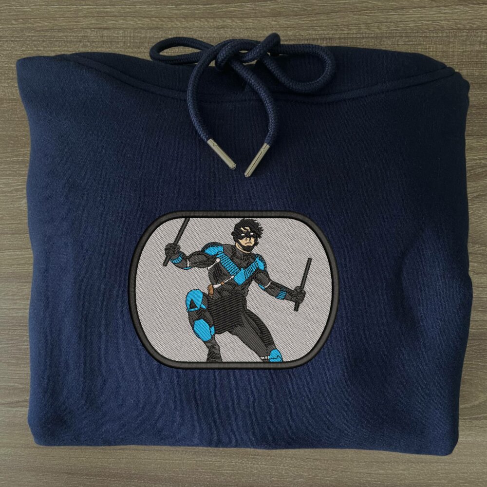 Nightwing Art Embroidered Hoodie Navy (3)