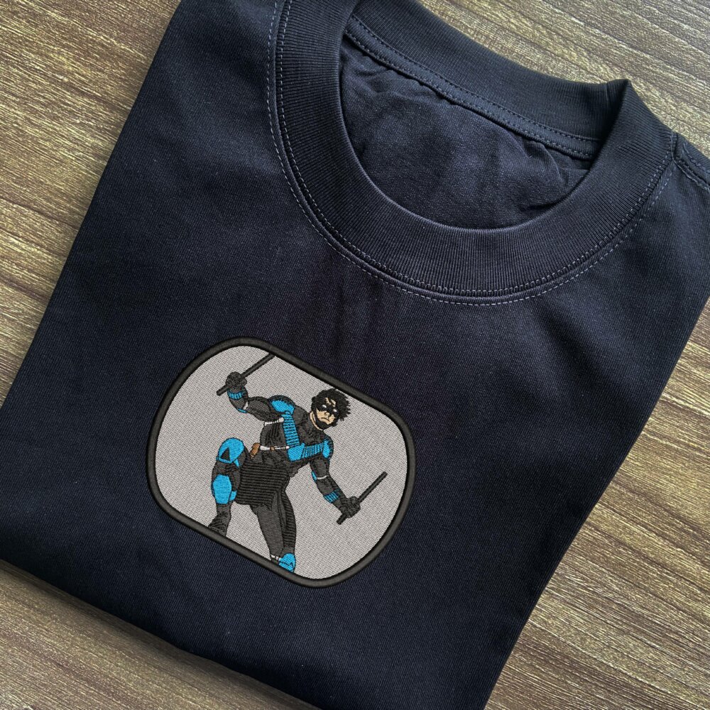 Nightwing Art Embroidered T shirt Black (1) Thumbnails T shirt Gallery 2