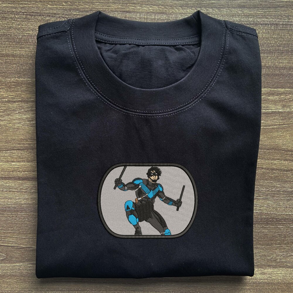 Nightwing Art Embroidered T shirt Black (2) Main Thumbnails T shirt